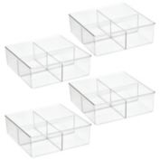 mDesign Plastic Divided Closet Storage Bin - Clear