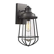CHLOE Lighting LUCAS Industrial-style 1 Light Textured Black Outdoor or Indoor Wall Sconce 16" Tall