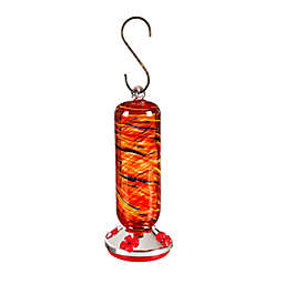 Evergreen Orange Speckle Glass Hummingbird Feeder- 5x12x5 in Fade and Weather Resistant