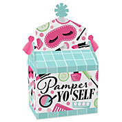 Big Dot of Happiness Spa Day - Treat Box Party Favors - Girls Makeup Party Goodie Gable Boxes - Set of 12