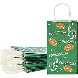Blue Panda Football Party Favor Bags with Handles (Green, 9 x 5.25 x 3.15 in, 24 Pack)