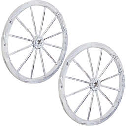 Sunnydaze Set of 2 Indoor/Outdoor Wooden Wagon Wheels - 29-Inch - White