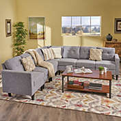 Contemporary Home Living 7-Piece Gray and Brown Contemporary Sectional Sofa Set 35.75"