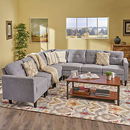 Contemporary Home Living 7-Piece Gray and Brown Contemporary Sectional Sofa Set 35.75\