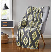 Oliva Gray Ogee Printed Flannel Throw - 50x60" Yellow