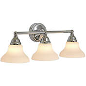 Hamilton Hills Triple Fanned Glass Shade Light Classic Polished Silver Vanity Fixture