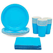 Juvale Blue Birthday Party Dinnerware Supplies, Paper Plates, Cups, Napkins (Serves 24, 72 Pieces)