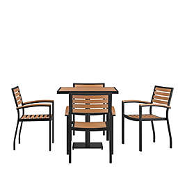 Emma and Oliver 5 Piece Outdoor Patio Dining Table Set with 30