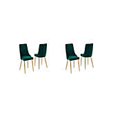Best Quality Furniture Emerald Green Velvet Dining Side Chair, Set of 4 - Gold