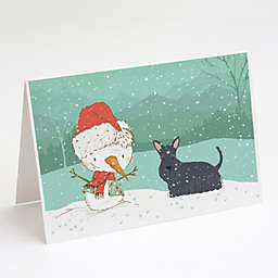 Caroline's Treasures Scottish Terrier Snowman Christmas Greeting Cards and Envelopes Pack of 8 7 x 5