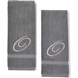 Juvale Monogrammed Hand Towel, Embroidered Letter O (Grey, 16 x 30 in, Set of 2)