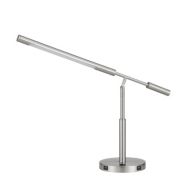 Saltaro Sherpi 16 Inch Adjustable LED Office Desk Lamp, 2 USB Ports, Silver- Saltoro Sherpi