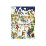 Sellmer Seasonal Decorative Skating Scene Christmas Advent Calendar - 6"H x 4.5"W x .1"D