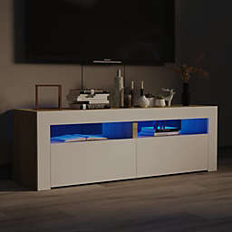 vidaXL TV Cabinet with LED Lights White and Sonoma Oak 47.2