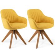 Gymax Set of 2 Swivel Accent Chair Modern Desk Armchair Home Office w/ Wood Legs