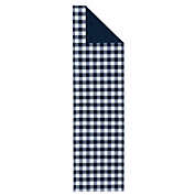 Kate Aurora Country Farmhouse Living Reversible Buffalo Plaid/Solid Table Runners - 13 in. W x 48 in. L, Blue