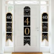 Big Dot of Happiness Adult 40th Birthday - Gold - Hanging Vertical Paper Door Banners - Birthday Party Wall Decoration Kit - Indoor Door Decor