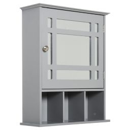 kleankin Bathroom Cabinet Wall Mount with Mirror Door 3 Shelf Organizer for Bathroom, Kitchen, Bedroom, Grey