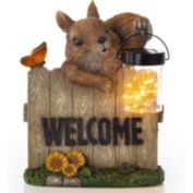 VP Home Welcome Squirrel with Lantern Solar Powered LED Outdoor Decor Garden