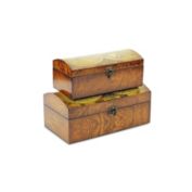 Cheungs Home Decorative Set of 2 Vintage Map and Wood Veneer Storage Boxes