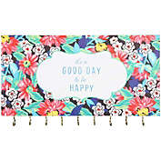 Okuna Outpost Floral Hanging Jewelry Organizer, It&#39;s a Good Day to Be Happy (14 x 8 x 1 In)