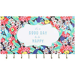 Okuna Outpost Floral Hanging Jewelry Organizer, It's a Good Day to Be Happy (14 x 8 x 1 In)