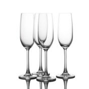 Crystal Champagne Flutes Glasses Set of 4 - Machine Made Glass (7 Ounce)