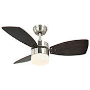 Lcaoful 36 in. 6 Speed Ceiling Fan with Dual-Finish Wood Blades and White Glass Lampshade