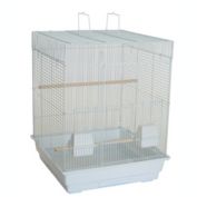 Ymlgroup 5924 3/8" Bar Spacing Flat Top Small Bird Cage  - 18"x18" In White