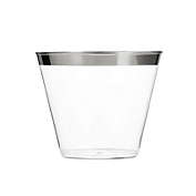 Smarty Had A Party 9 oz. Clear with Metallic Silver Rim Round Disposable Plastic Cups (240 Cups)