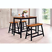 Pilaster Designs Naples 4 Piece Counter Height Kitchen Dinette Breakfast Pub Set, Cherry & Black Wood, Contemporary (Table, 2 Stools, Bench)