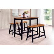 Pilaster Designs Naples 4 Piece Counter Height Kitchen Dinette Breakfast Pub Set, Cherry & Black Wood, Contemporary (Table, 2 Stools, Bench)