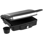 HOMCOM 4 Slice Panini Press Grill, Stainless Steel Sandwich Maker with Non-Stick Double Plates, Locking Lids and Drip Tray, Opens 180 Degrees to Fit Any Type or Size of Food