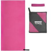 PiccoCasa Quick Dry Microfiber Solid Beach Towel XL Sand-free Lightweight Absorbent Travel Towels 30 x 60 Inch with Clip- for Beach Swim Camping Yoga Sports Fuchsia