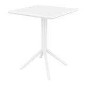 Luxury Commercial Living 29.5" White Folding Square Outdoor Patio Dining Table