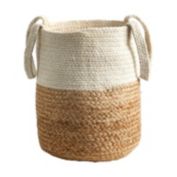 Nearly Natural Home Decorative 12.5" Handmade Natural Jute and Cotton Planter