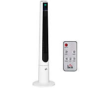 HOMCOM Freestanding Tower Fan Cooling for Home Bedroom with Oscillating, 3 Speed, 12h Timer, LED Display, Remote Controller, White