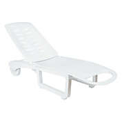 Luxury Commercial Living 74" White Outdoor Patio Adjustable Pool Chaise Lounge