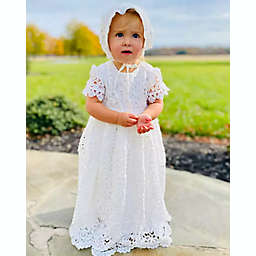 Laurenza's Baby Girls Heirloom Lace Baptism Dress Christening Gown with Bonnet