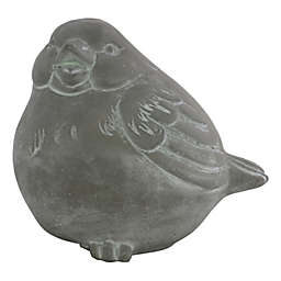Urban Trends Collection Cement Sitting Bird Figurine with Beak Open and Concrete Finish - Gray