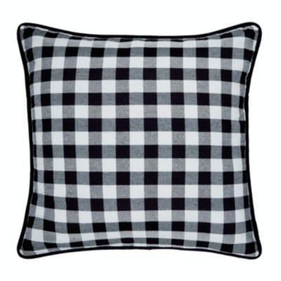 2x Buffalo Check Pillow Covers Plaid Linen Plain Cushion Cover w/ Pompom 18"x18"
