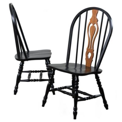 Besthom Distressed Antique Black with Cherry Rub Side Chair (Set of 2)