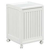 NewRidge Home Goods Abingdon Wood Laundry Hamper with Hinged Lid and Casters for Mudroom - Laundry Room - Entryway - White