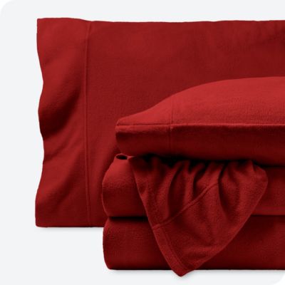 Bare Home Fleece Sheet Set - Plush Polar Fleece, Pill-Resistant Bed Sheets - All Season Warmth, Breathable & Hypoallergenic (Red, Twin)