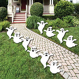 Big Dot of Happiness Spooky Ghost - Ghost Shape Lawn Decoration Signs - Outdoor Halloween Yard Decorations - 10 Piece