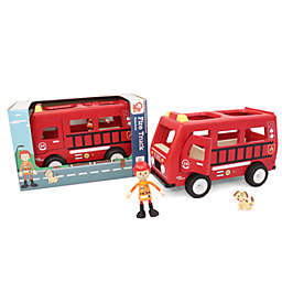 L&F Fire Truck Play Set, 3-Piece Wooden Play Kit with Fire Truck, Firefighter, and Dog Included   3-Years and Older, Perfect for Preschoolers, Development Learning Toys