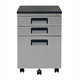 Calico Designs 3 Drawer Metal Rolling File Cabinet with Locking Drawers - Silver/Black