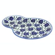 Blue Rose Polish Pottery Violets Oval Breakfast Plate