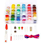 Bright Creations Embroidery Floss Kit for Beginners with Bobbins, Beads, Ribbons, Tools (376 Pieces)