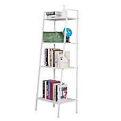 Inq Boutique Metal 4 Shelf Bookcase, Multifunctional Ladder-Shaped Plant Flower